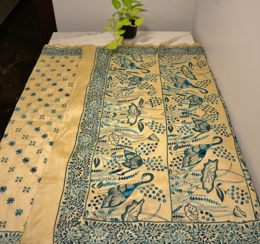 Chandni silk with kantha work