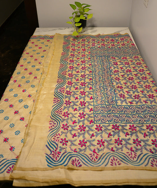 Chandni silk with kantha work