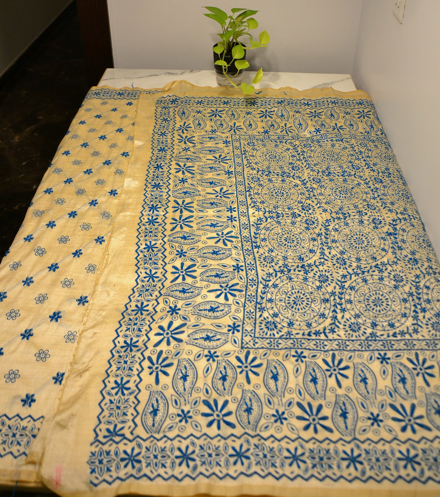 Chandni silk with kantha work